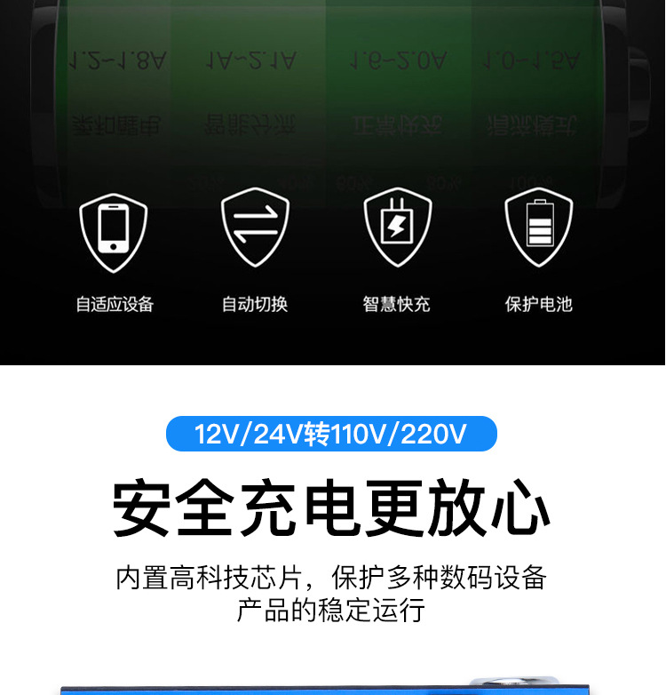 Car charger 12V24V to 220V super fast charging mobile phone socket car power inverter converter adapter