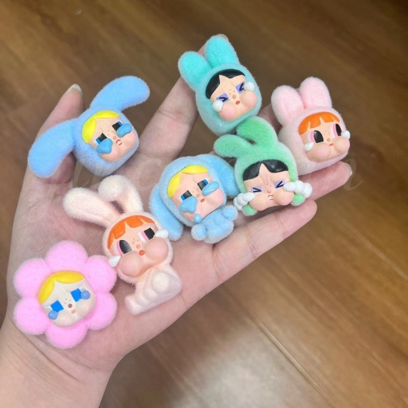 泣き虫ベビー植毛シリーズ 泣き虫ベビーうさぎちゃん 小花ちゃん PVC素材 かわいい改造ベビー キーホルダーにもなる かわいいペット|undefined
