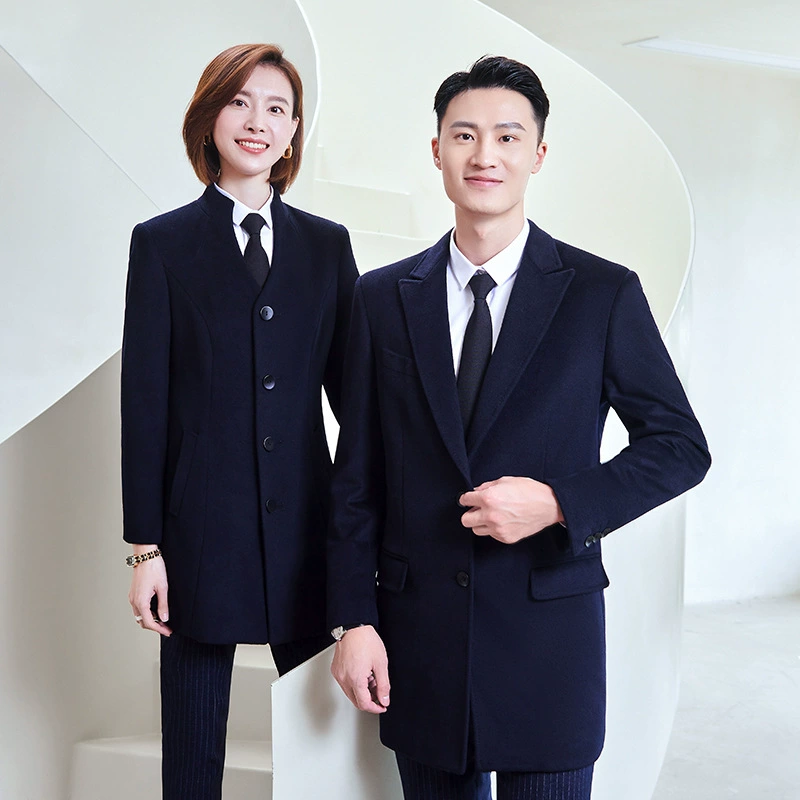 Woolen coat, demi-season fashionable black woolen jacket for men and women