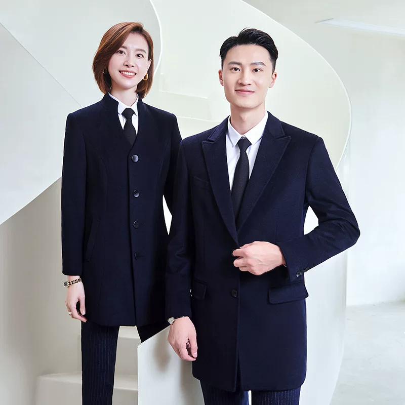 Woolen coat, demi-season fashionable black woolen jacket for men and women