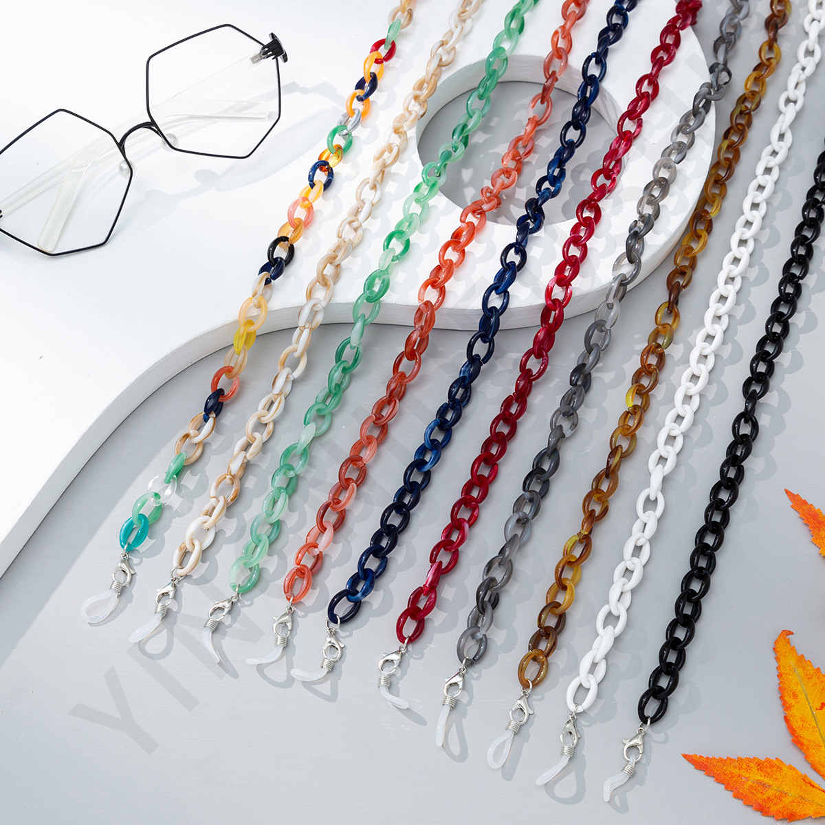 Acrylic Fashion Multicolor Eyeglass Chain from Instagram, European and American Anti-Loss Necklace Eyeglass String, Cross-Border Manufacturer Wholesale