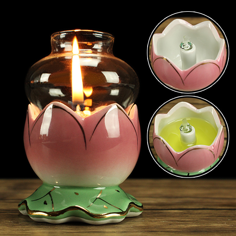 Butter Oil, Edible Oil, Lotus Oil Lamp, Liquid Butter Lamp Holder, Everlasting Lamp, Lotus Lamp with Leaves, Ceramic Offering Lamp for Buddha Butter Oil, Edible Oil, Lotus Oil Lamp, Liquid Butter Lamp Holder, Everlasting Lamp, Lotus Lamp with Leaves, Ceramic Offering Lamp for Buddha