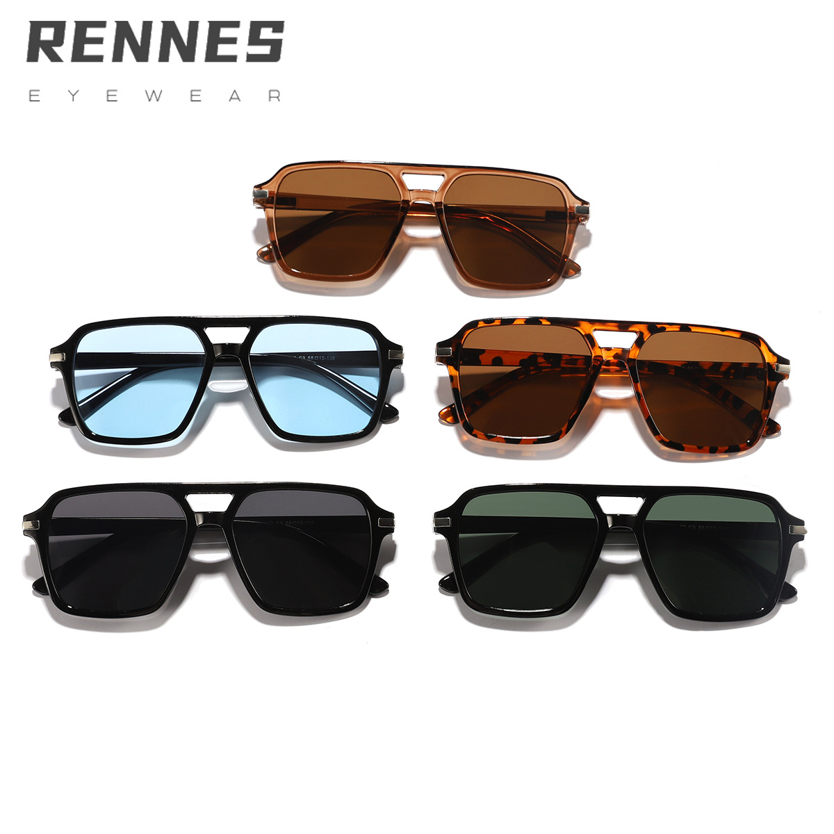 2024 nuevas gafas de sol piloto de marco cuadrado de doble viga europeas y americanas para hombres, gafas de sol ligeras de conducción al aire libre con protección UV