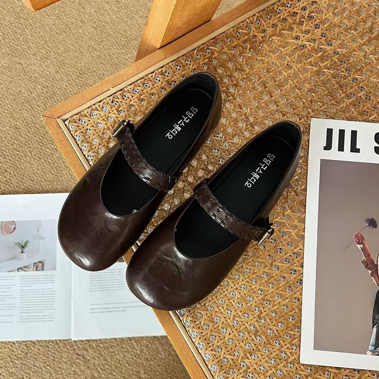 复古真皮玛丽珍女鞋2025秋爆款平软底通勤百搭小皮鞋配裙芭蕾单鞋