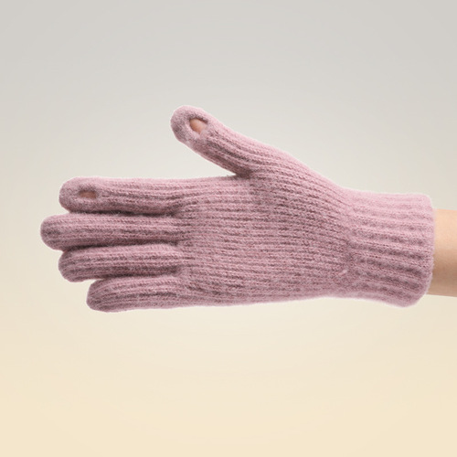 Knitted warm winter gloves for girls, Korean-style cute windproof versatile yarn gloves for students, touch screen suitable for riding