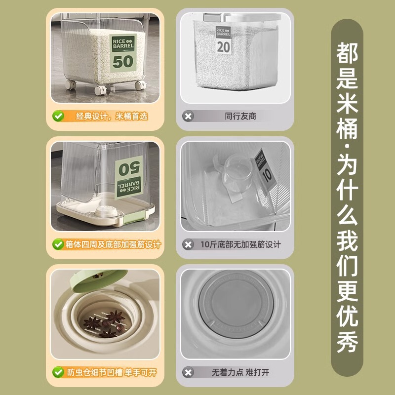 デスクトップストレージ家庭用缶密封樽米保存缶収納ボックス防虫密封穀物保存缶|undefined