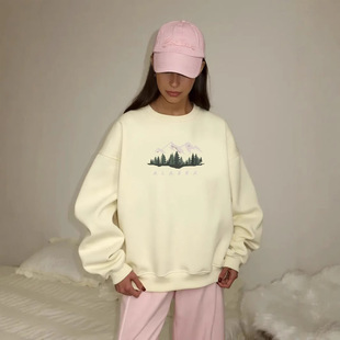 Autumn and Winter Fashion Elegant Casual Loose Versatile Round Neck Sweatshirt Oversize Slim European and American Top Trendy