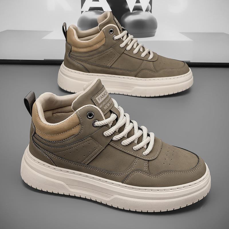 Männer herbst vielseitig casual board männer leder oberfläche wasserdicht sport dicke sohle höhe zunehmende büro_voghion.com