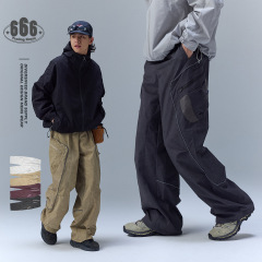 Shibuya Element 秋のアウトドア機能性スタイルオーバーオール男性と女性のカップルワイドレッグルーズパンツ P5285
