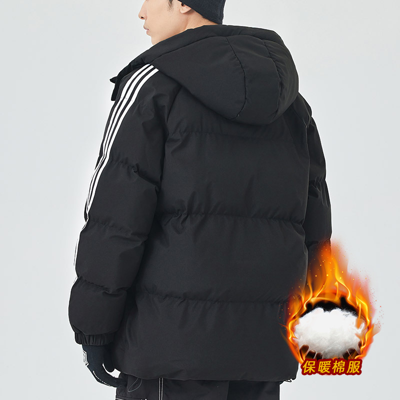 Chaqueta de invierno de algodón con tres rayas para hombre, abrigo corto de algodón moderno, ropa exterior cálida y gruesa, ropa informal de algodón para hombre, talla grande. image 4