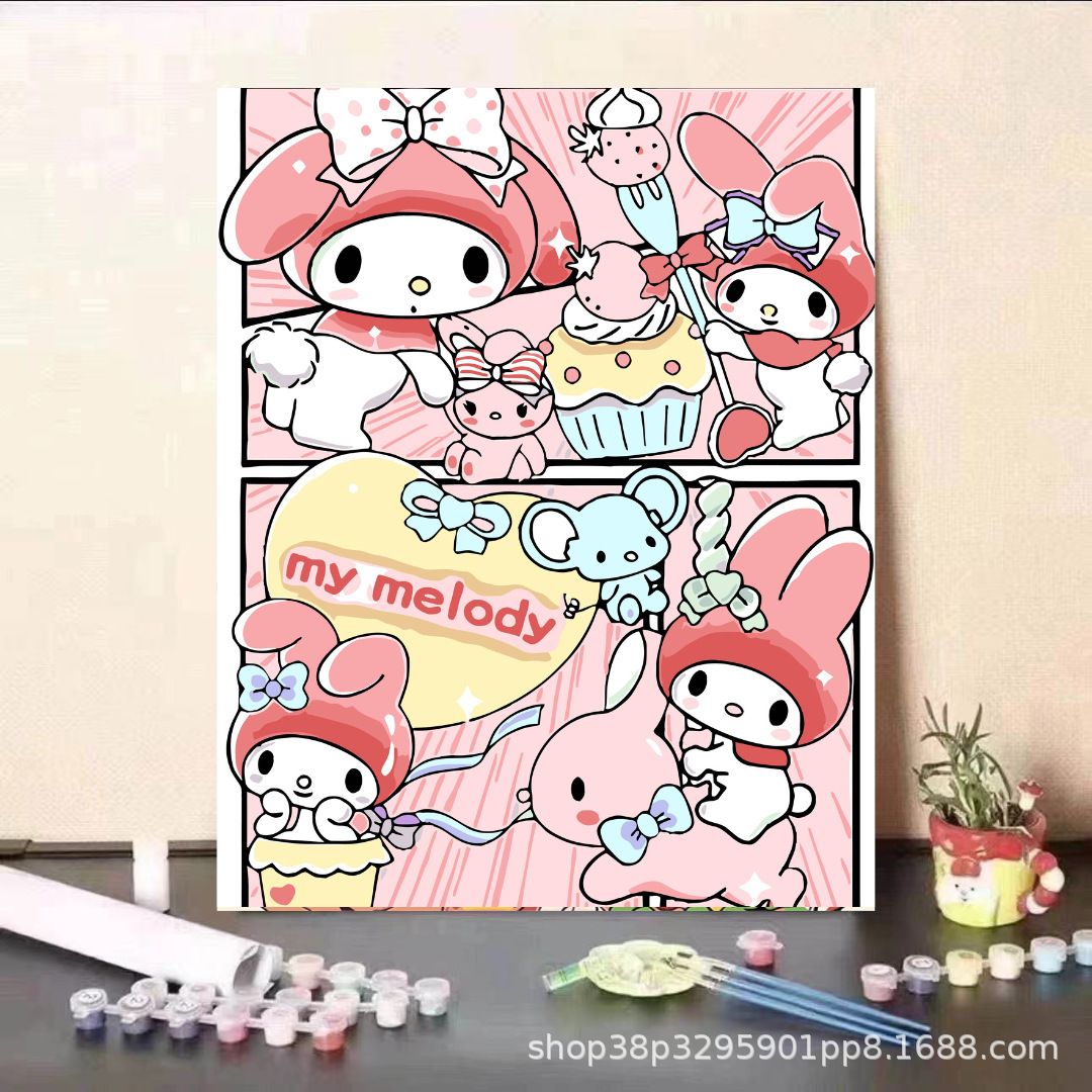 Pintura al óleo digital DIY dibujos animados para niños, estudiantes de Steele, pintura decorativa descomprimida, pintura animada