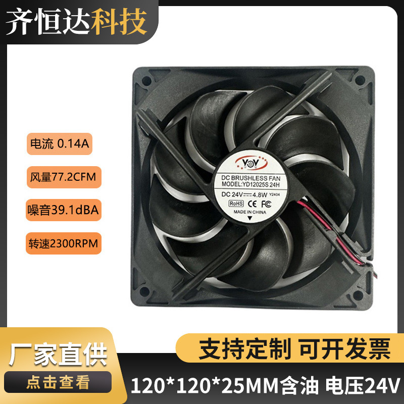 厂家供应12025工业直流散热风扇24V2300转低耗能静音防锈散热风扇