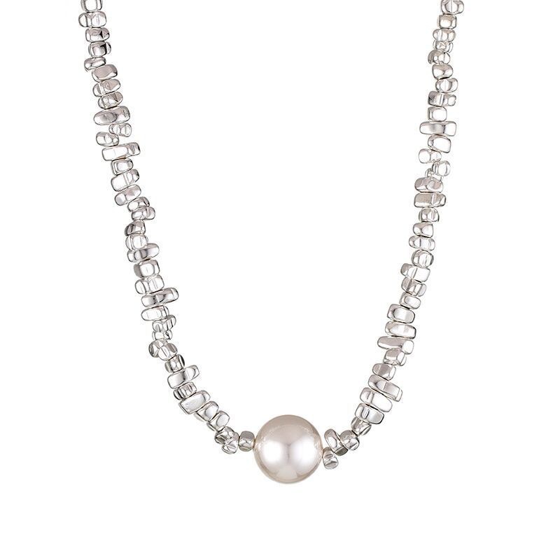 Jewelry New Silver Pearl chain pearl necklace women's all-match high-grade clavicle chain light luxury jewelry accessories