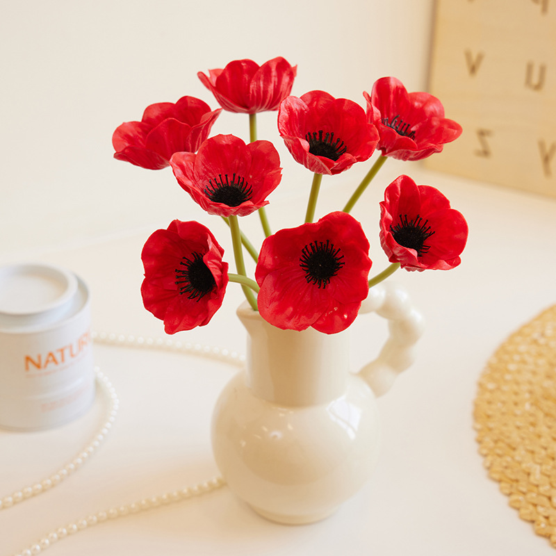 New Style Artificial Pu Poppy Flower Fake Flower Arrangement Prop for Photo Shoots, Living Room and Bedroom Decoration Ornament