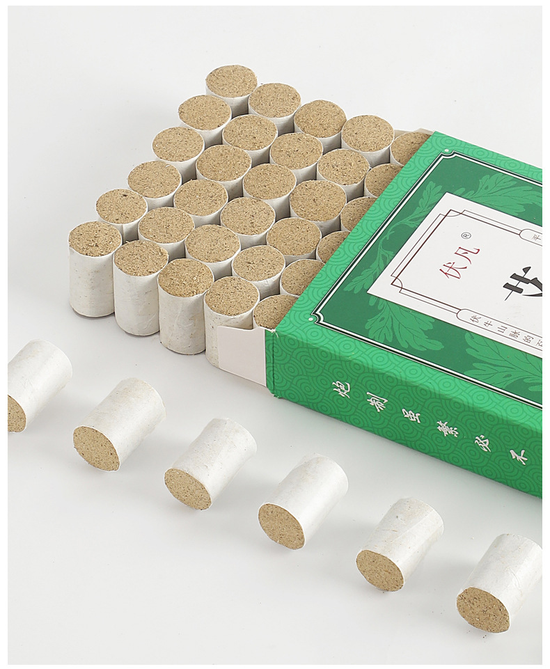 Moxa Sticks Ai Zhu 艾柱 Pure Mugwort Moxibustion Rolls 1.8x2.7cm 5 Boxes Home Use in use