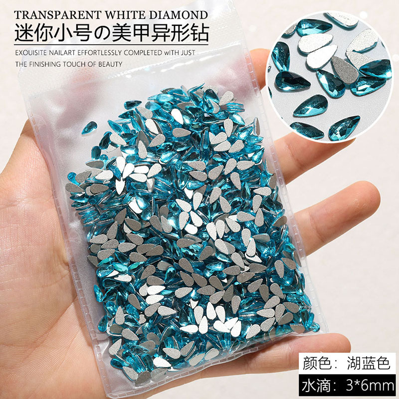 新しいレイクブルーミニ小さなネイルアートダイヤモンド平底特殊形状ダイヤモンドラブミックスインターネット有名人ホットスタイルネイルデコレーション卸売|undefined