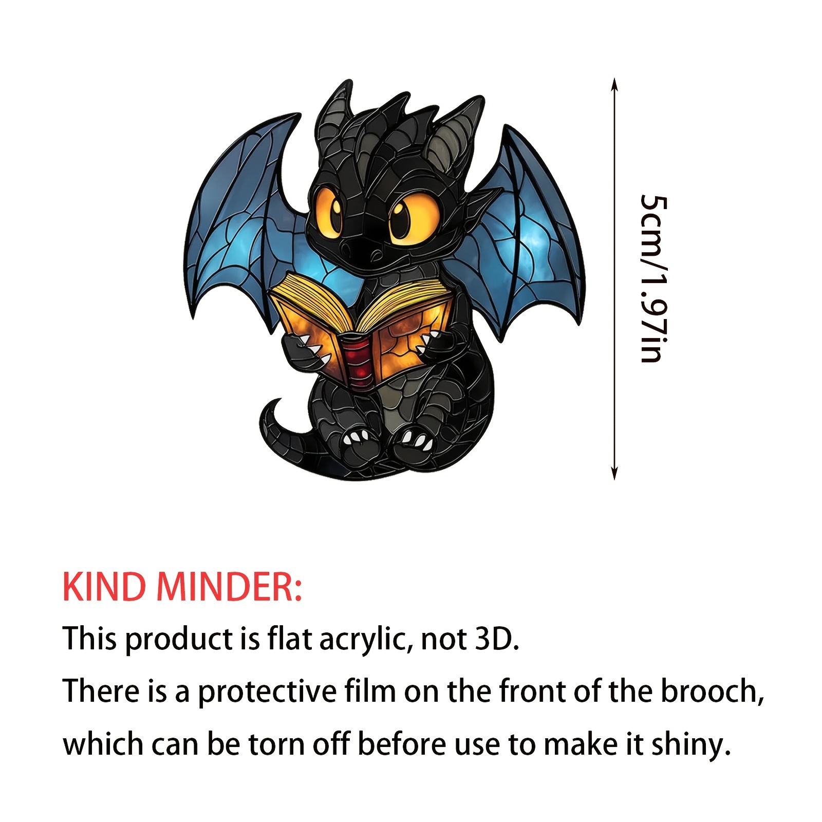 Acrílico dibujos animados lectura dragón volador 2D broche acrílico para los amantes del dragón regalo de regalo de regalo de cumpleaños ideas