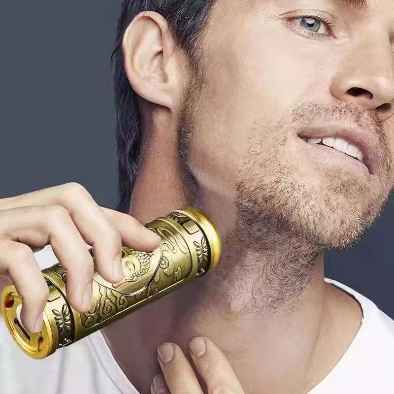 Multifuncional mini Afeitadora eléctrica cabeza de Buda USB recargable Maquinillas afeitar barba cuchillo metal cuerpo