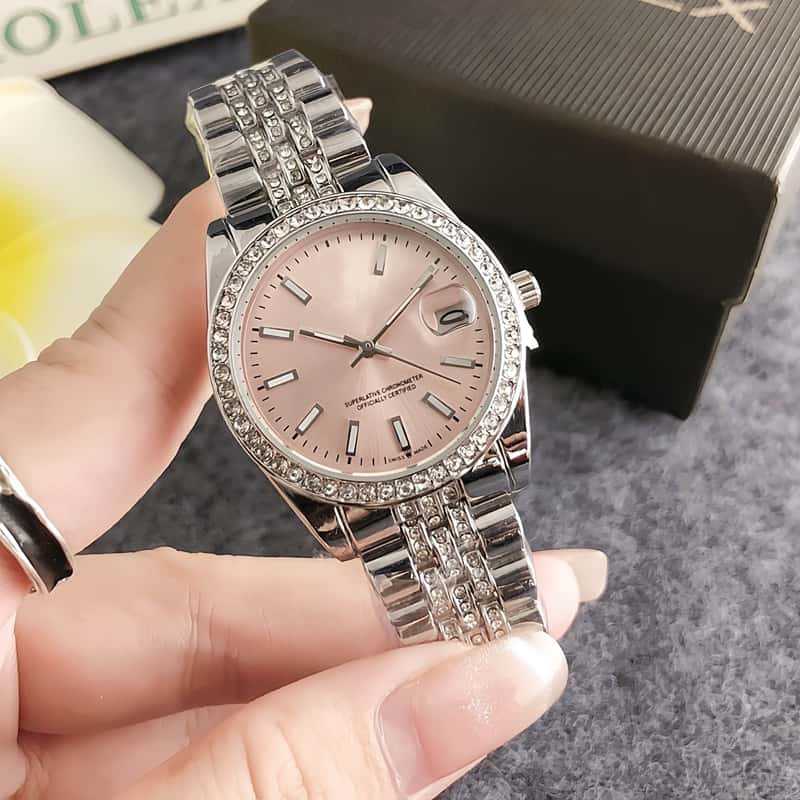 Women's Round Trendy Popular Hong Kong Style Watch with Calendar, High-Value Quartz Watch Design, Round Watch for Students