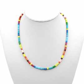 一件代发白百何同款彩虹项链手工DIY细管珠颈链现货热卖搪瓷项链