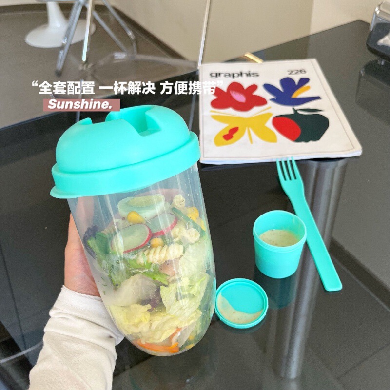 赤い本朝食サラダカップメイソンカップスプーン付きヨーグルトカップ牛乳ポータブルフォーク付き健康蓋付き|undefined