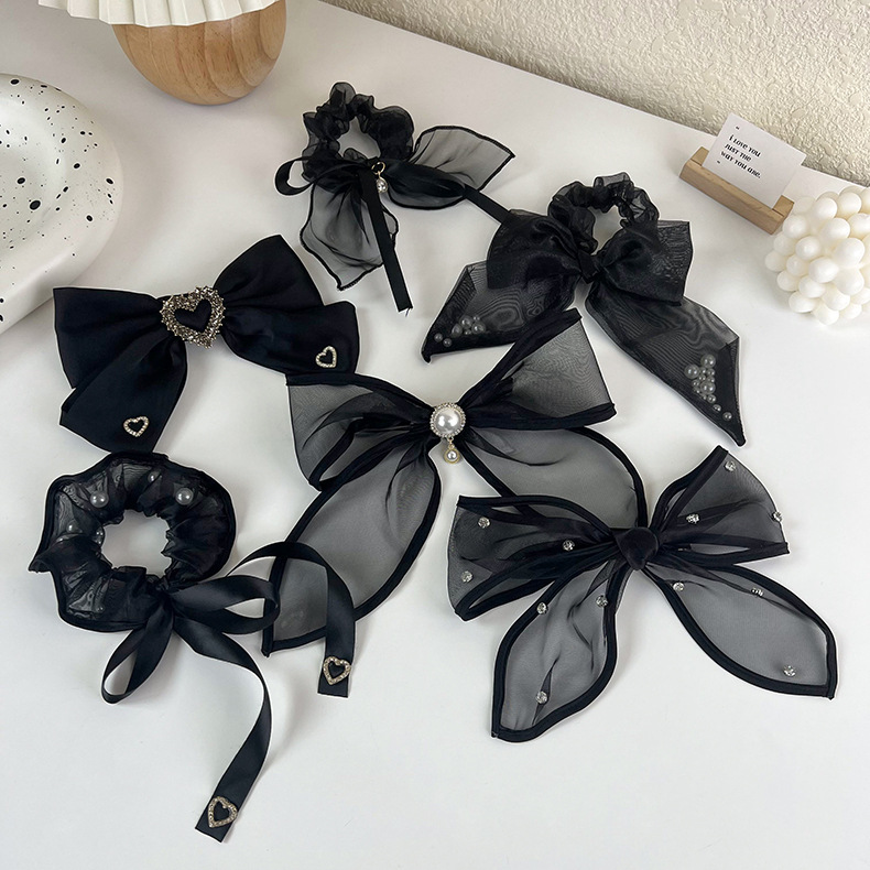 Organza Bow Black Mesh Spring Clip Fashion Hair Accessories display picture 1