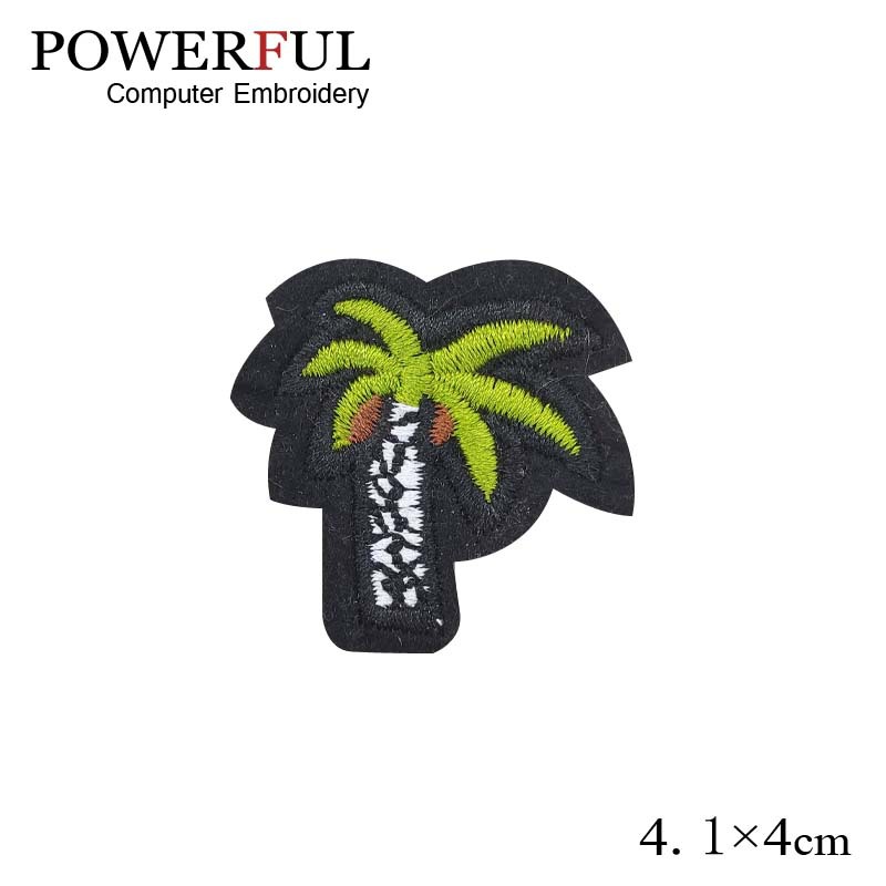 椰树图案刺绣花贴章 精品刺绣胸标配饰 口罩发箍家纺装饰辅料用品