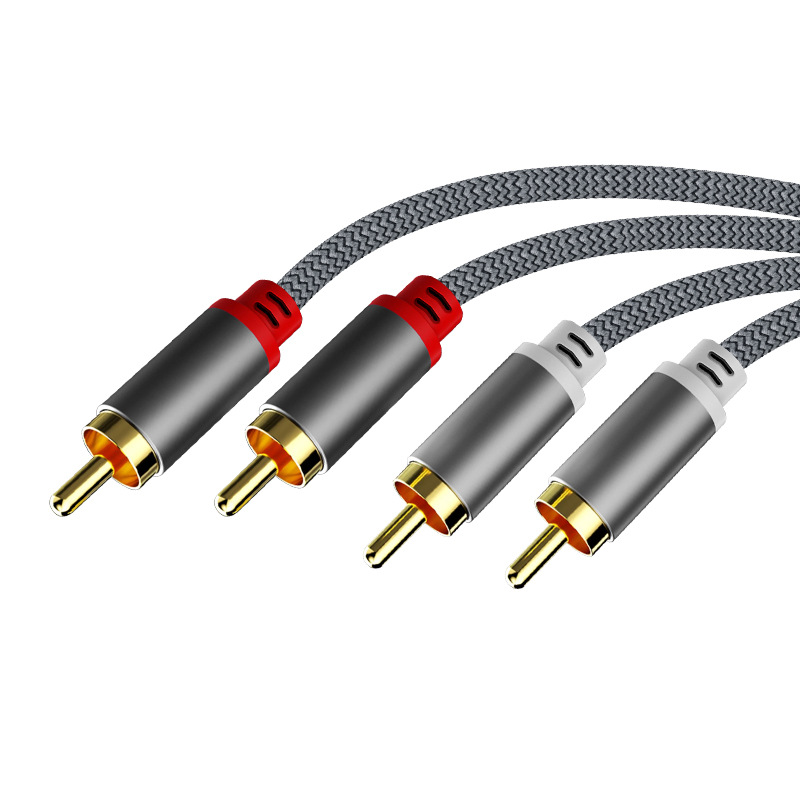 Cable de audio de dos puntos de dos-doble de Loto rojo y blanco conector 2RCA a 2rca cable amplificador de altavoz CD TV