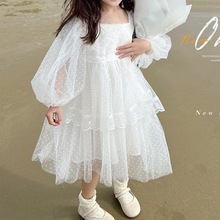 女童公主连衣裙2024春夏装新款韩版洋气宝宝儿童蓬蓬网纱长裙