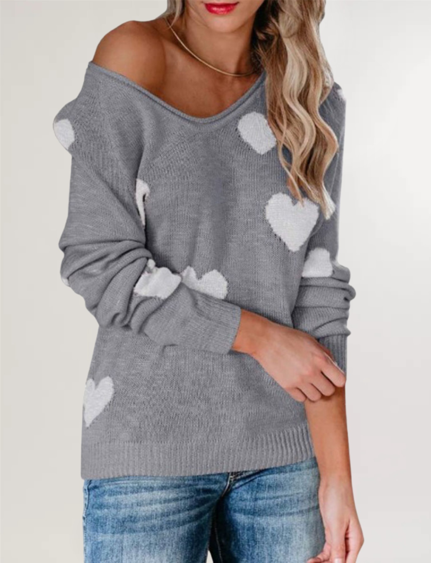 Suéter de punto con cuello en V, estilo europeo y americano, holgado, con temática de amor, para el Día de San Valentín, novedad de otoño e invierno 2026, para mujer, disponible en Amazon.
