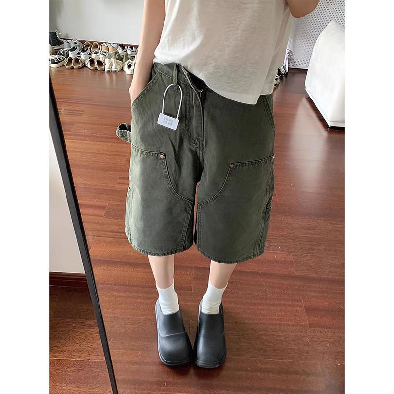 Ripped Denim Shorts for Women Summer New Large Size Fat mm Loose Slimming Look Pear-Shaped Figure Five-Point Wide-Leg Mid-Pants