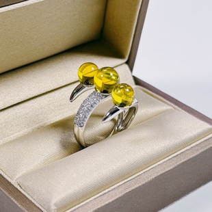 Na Ying's 6 7mm Mexican Lamper S925 Silver Ring Cat Claw Opening Design Exquisite and Cute