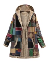 O 53139 Winter Print Fur Zipper Jacket ӡ��ëë���� ��