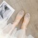 2024 New Korean Style Women's Sandals Wedge Heeled European and American Sandals Mesh Sandals Pointed Toe Buckle Women's Sandals