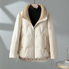 海宁羽绒服女秋冬新款休闲绵羊皮皮夹克立领短款轻薄羽绒外套