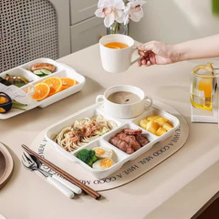 日式创意白色分格餐盘陶瓷家用三格减脂餐盘一人食早餐盘健身盘子