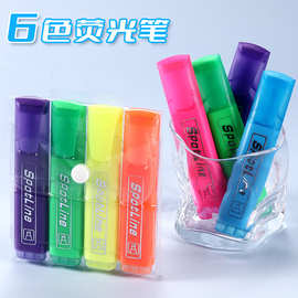 亚马逊热销荧光笔创意扁平款划重点标记笔学生绘画涂鸦多色可选