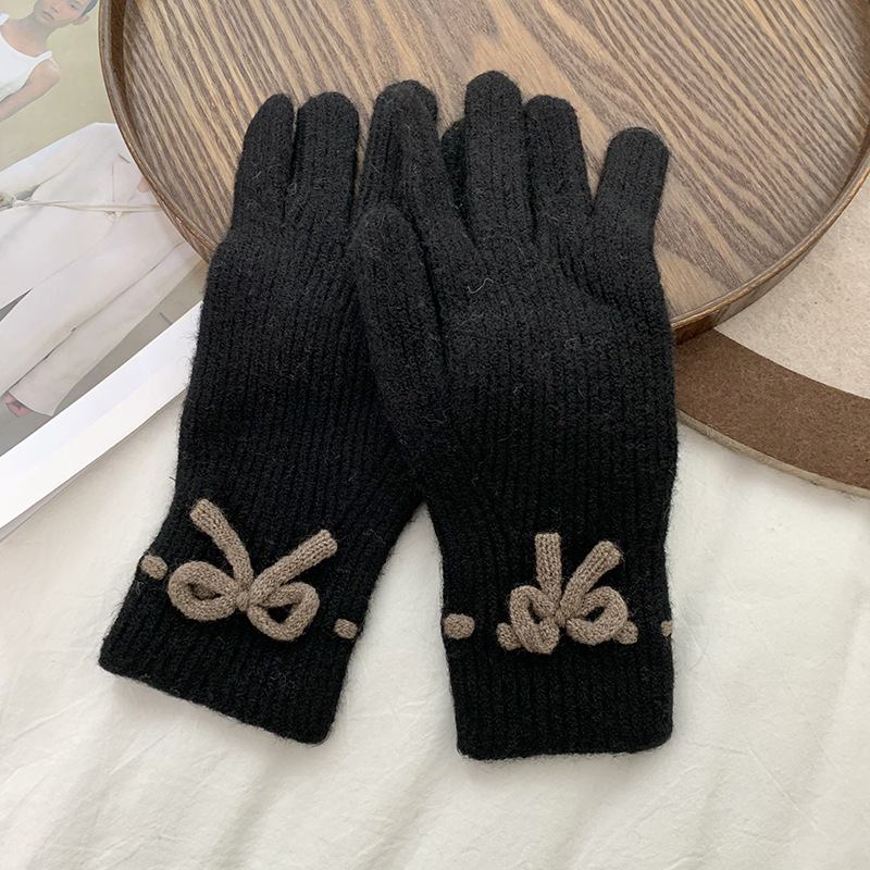 Guantes de ciclismo otoño y invierno nuevo tipo de mujer caliente pantalla táctil a prueba de viento y terciopelo caliente a prueba de frío guantes de lana de punto