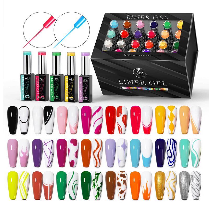 AS new 24 color French cable glue suit painted glue leveling cable hook edge painted nail shop cross-border wholesale AS new 24 color French cable glue suit painted glue leveling cable hook edge painted nail shop cross-border wholesale