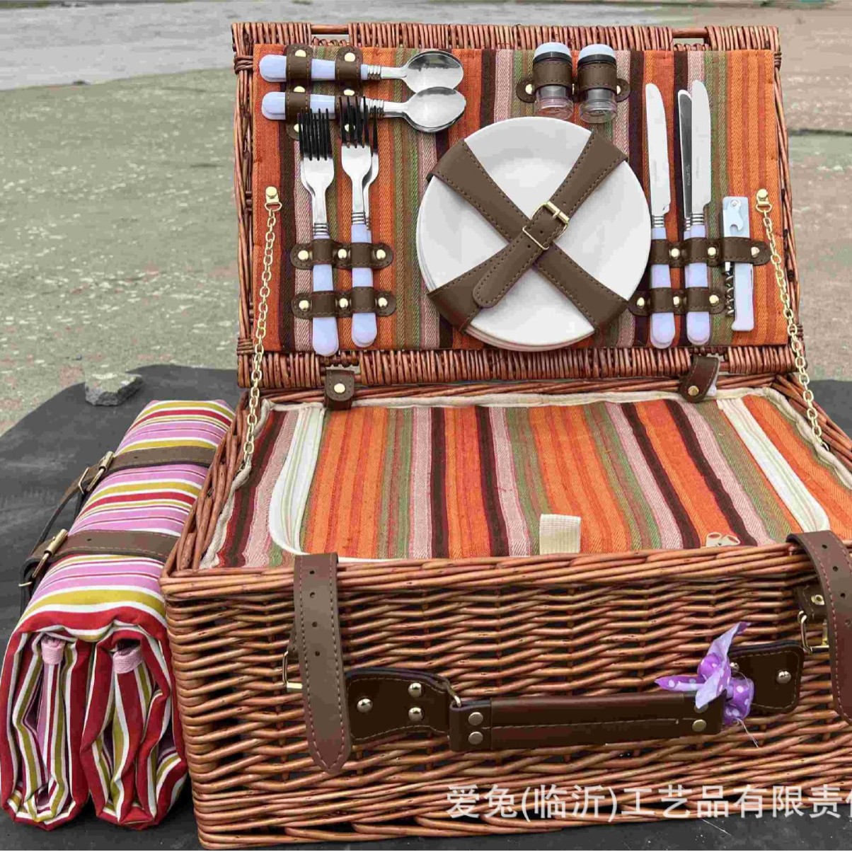 Canasta de picnic personalizada, mimbre hecho a mano con tapa, canasta de regalo, salida de primavera, canasta de almacenamiento de frutas, bolsa de aislamiento de vajilla