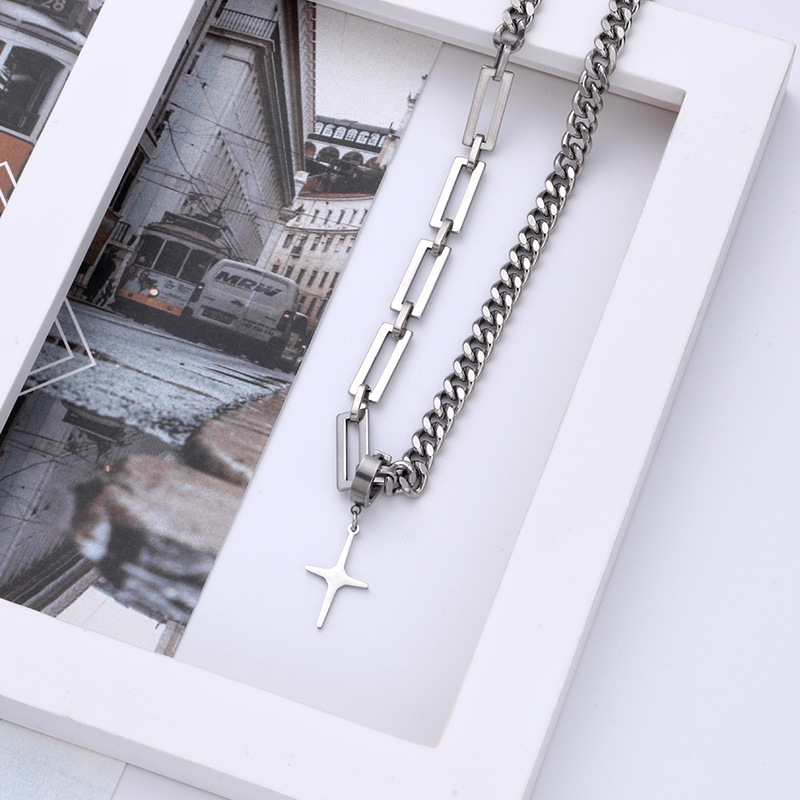 Collana con pendente a croce da donna in acciaio inox_voghion.com