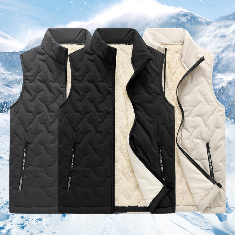 Chaleco transfronterizo marca de moda gruesa caliente hombre gran camisa de hombro de invierno otoño pareja chaleco sólido