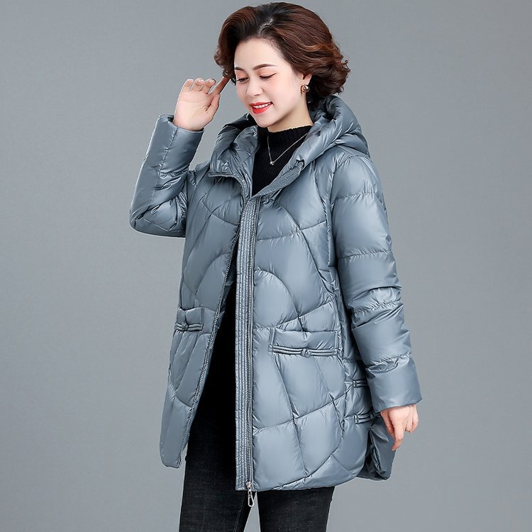 Middle-aged mother winter down cotton-padded jacket mid-length plus size for middle-aged and elderly women's winter western-style cotton-padded jacket