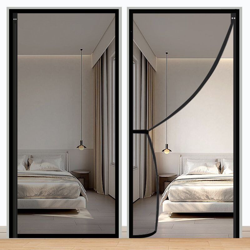 Full-length magnetic strip mosquito screen door curtain, self-absorbing mesh curtain, magnetic screen window with Velcro, no-drill magnetic curtain Full-length magnetic strip mosquito screen door curtain, self-absorbing mesh curtain, magnetic screen window with Velcro, no-drill magnetic curtain
