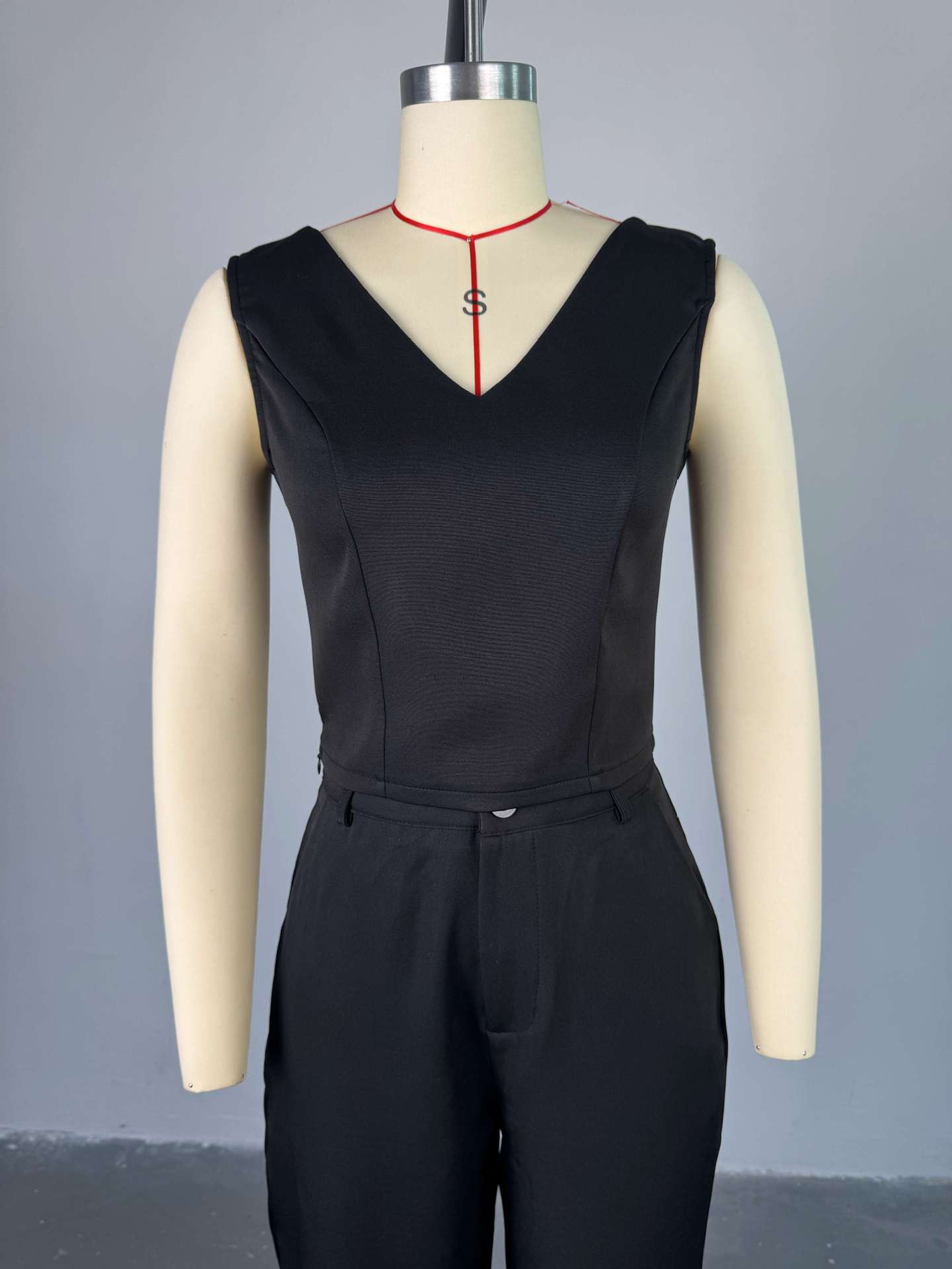 Women Clothing Spring Solid Color Backless Bow Top Wide Leg Trousers Casual Suit