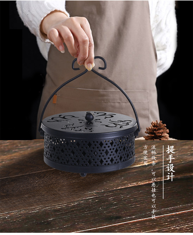 铁艺蚊香盘托家用神器蚊香架防火防烫带盖大号创意放文香盒子香炉
