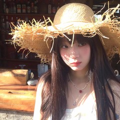 2025新款大帽檐毛边草帽女夏季沙滩海边度假遮阳帽拍照打卡太阳帽