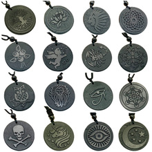 跨境采购 俄罗斯次石墨 中古 古朴手工感纯天然石质感35 40mm吊坠