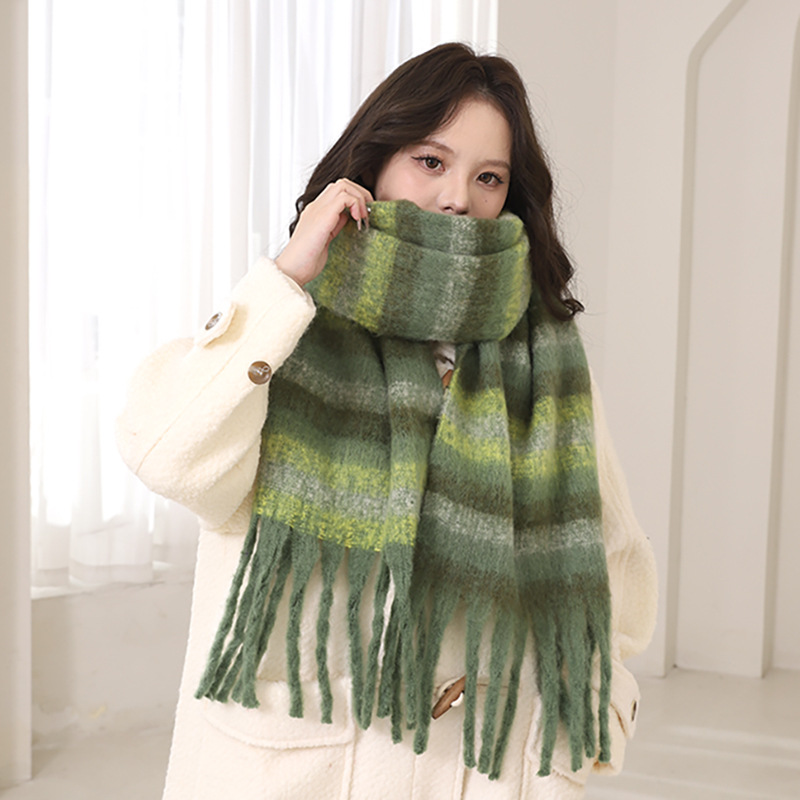 2024 autunno inverno nuova atmosfera sciarpa spessa in mohair, calore di alta qualità, cappotto versatile da uomo e da donna con strisce_voghion.com