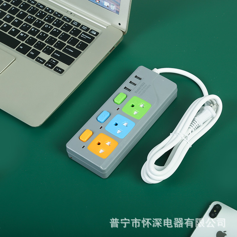 Tabla de conexión USB comercio exterior tailandés enchufe redondo 193u194u195u3 agujero gris blanco enchufe de oficina doméstica